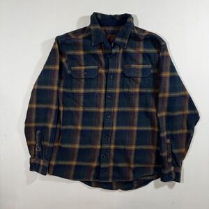 Orvis Men's Flannel‎ Shirt Shacket Navy Plaid L Grandpacore Gorpcore Lumberjack
